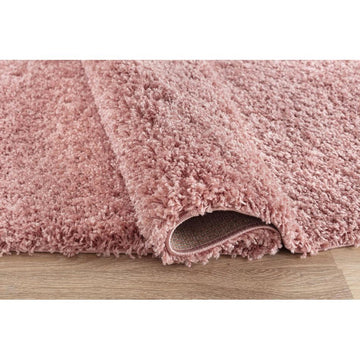 Oxford OXF00 Plain Plush Soft Stain-Resistant Textured Polypropylene Shaggy Baby Pink Round Rug-Desire Rugs-Rug Love - The Most Loved Rug Store